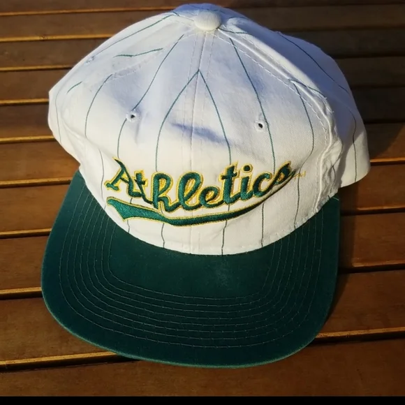 vtg Oakland A's Script Snapback Pin Stripe Starter Hat - CLEAN - Picture 2 of 11